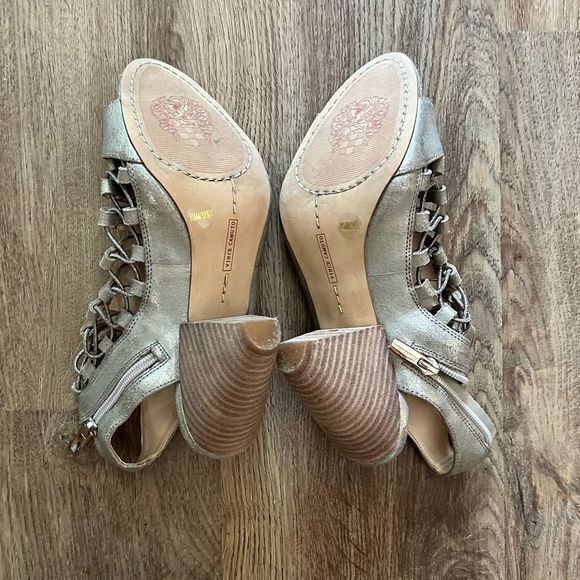 Vince‎ Camuto Women's Heeled Sandals Side Zipper Silver Size 8.5 - Picture 6 of 7